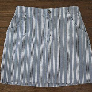 HOLLISTER blue ULTRA HIGH-RISE white SKIRT denim STRIPED
